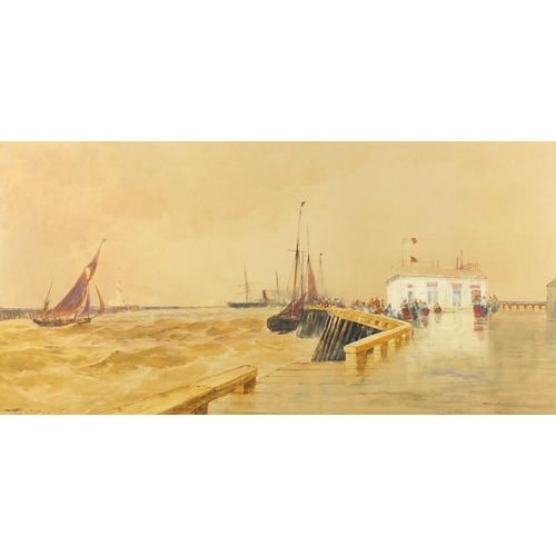 2160 - Thomas Bush Hardy - Boulogne Harbour, 19th century watercolour, mounted and framed, 78cm x 39cm