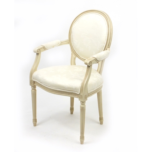 2028 - French style open armchair with cream upholstery