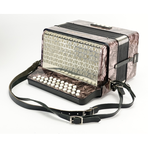 2086 - Hohner club 1b accordion, with case, 31cm wide
