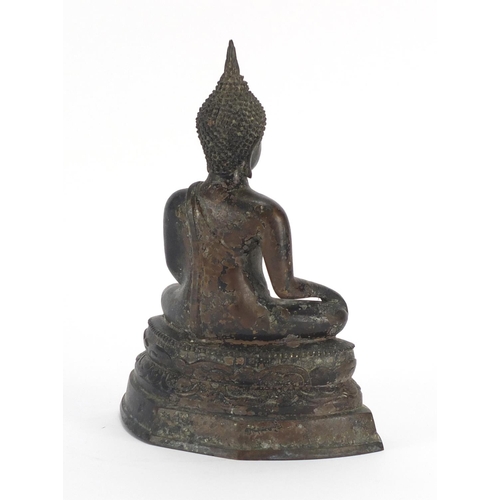 463A - Thai patinated bronze figure of seated Buddha, 24cm high