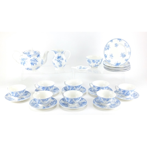 466 - Whittard of Chelsea eight place tea service decorated with blue and white flowers