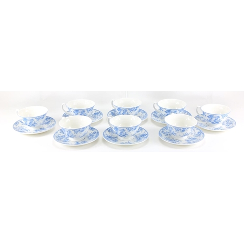 466 - Whittard of Chelsea eight place tea service decorated with blue and white flowers