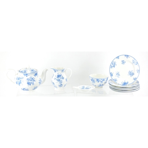 466 - Whittard of Chelsea eight place tea service decorated with blue and white flowers