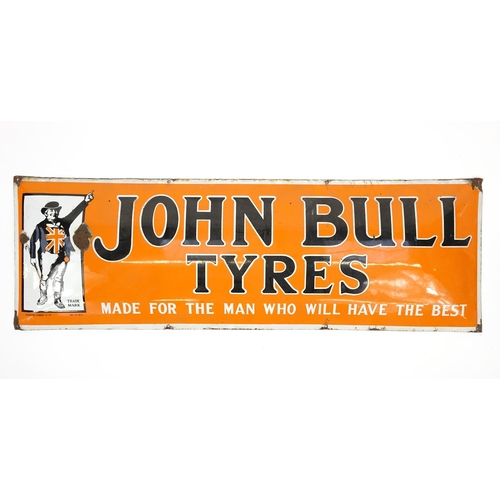 115 - John Bull Tyres enamel advertising sign by Leicester Rubber Co, 122cm x 40cm