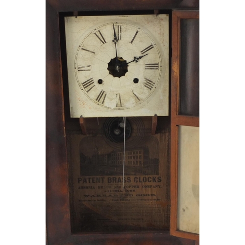 171 - American walnut Ansonia wall clock, 65cm high