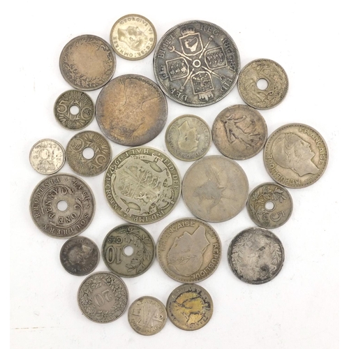 630 - Mostly British pre decimal coins including a silver double florin