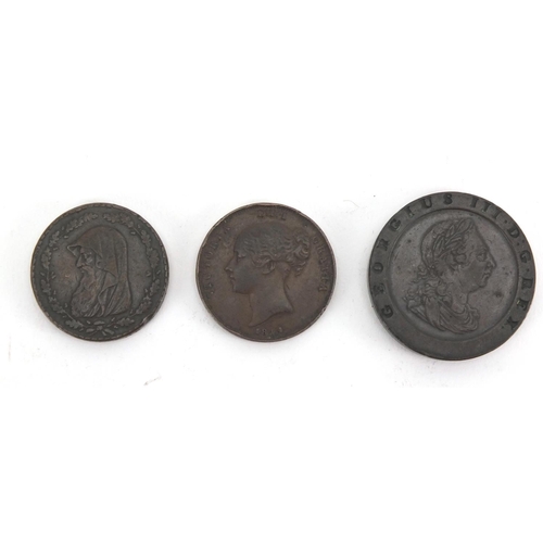 619 - George III 1797 cartwheel two pence and two pennies 1788 and 1844