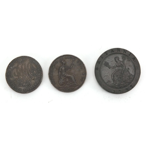 619 - George III 1797 cartwheel two pence and two pennies 1788 and 1844