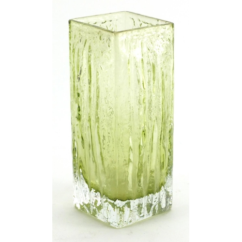 194 - Whitefriars style green glass vase, 15cm high