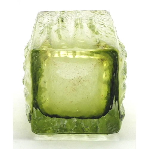 194 - Whitefriars style green glass vase, 15cm high