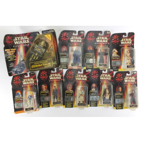 160 - Star Wars episode I collectable figures and an electronic Commtalk reader