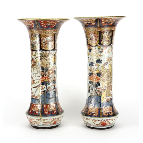 346 - ** DESCRIPTION AMENDED 7/1 ** Near pair of Japanese Imari porcelain vases each with hexagonal bodies... 