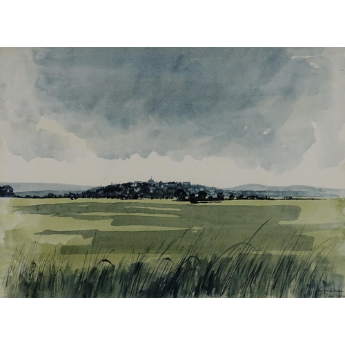 1013 - Robert Tavener - Rye from the marshes, watercolour, mounted and framed,  50.5cm x 36.5cm