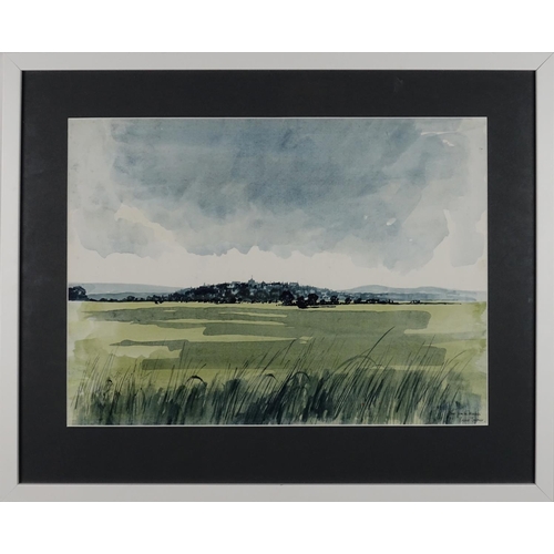 1013 - Robert Tavener - Rye from the marshes, watercolour, mounted and framed,  50.5cm x 36.5cm
