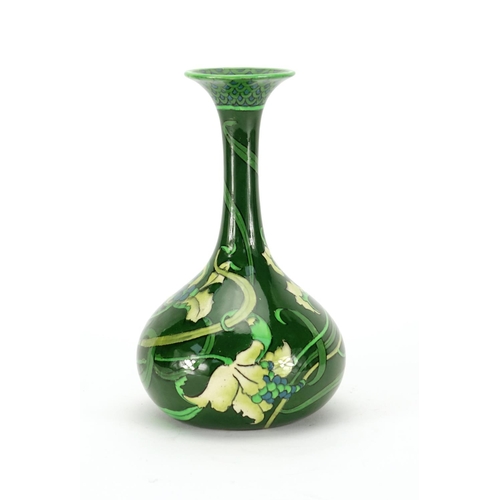 546 - Foley Intarsio vase, hand painted in greens with stylised flowers and foliage, factory marks and num... 