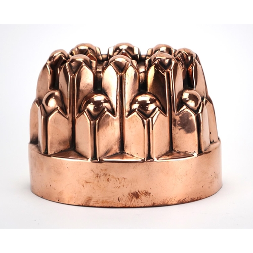 19 - Victorian copper jelly mould numbered 653, 11.5cm high