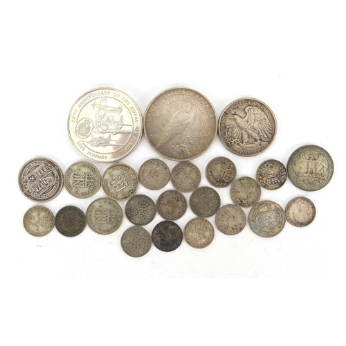 629 - Mostly British pre decimal coinage including silver examples