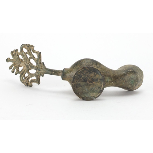 114 - Chinese bronze oil lamp, 24cm in length