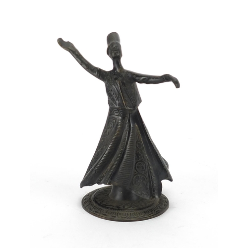 115 - Bronzed metal whirling dervish figure, 17.5cm high