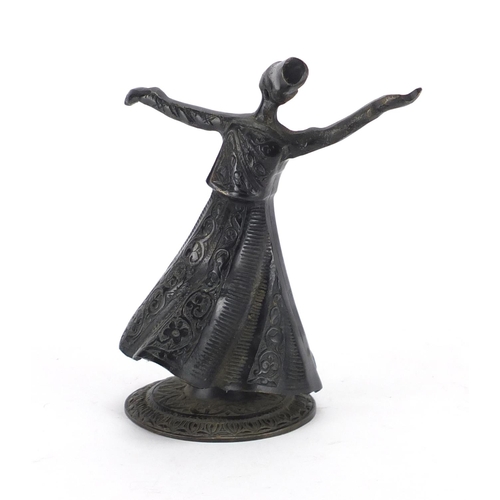 115 - Bronzed metal whirling dervish figure, 17.5cm high