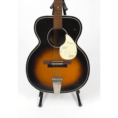 144 - Kay Brian Sopher six string acoustic guitar, stamped L5387 to the inside, 109cm high