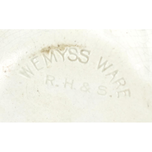 502 - Wemyss Ware pottery pig hand painted with shamrocks, impressed Wemyss Ware RH&S to the base, 10cm hi... 