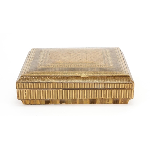 378 - 19th century Japanese straw work box, the rectangular lift off lid with geometric designs enclosing ... 