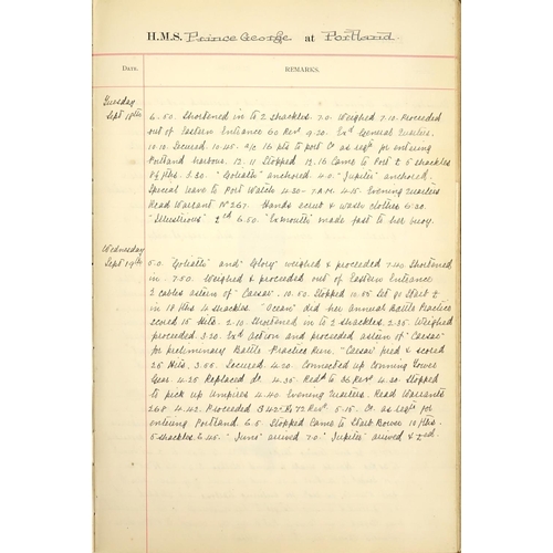 224 - Hand written journal by E S Fitzgerald, relating to the HMS Prince George and HMS Illustrious includ... 