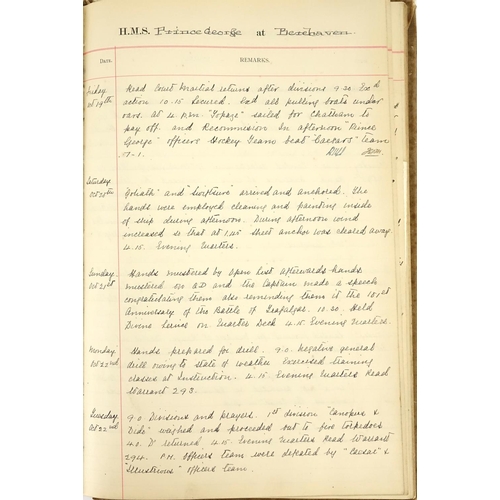 224 - Hand written journal by E S Fitzgerald, relating to the HMS Prince George and HMS Illustrious includ... 