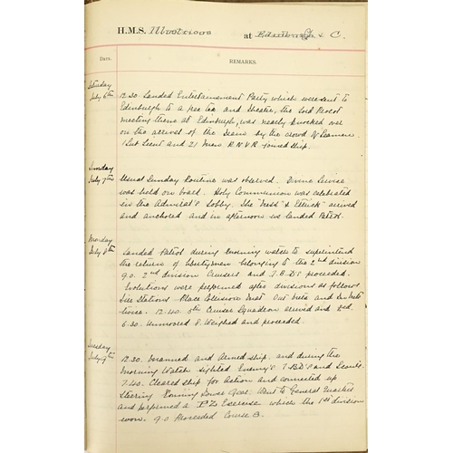 224 - Hand written journal by E S Fitzgerald, relating to the HMS Prince George and HMS Illustrious includ... 
