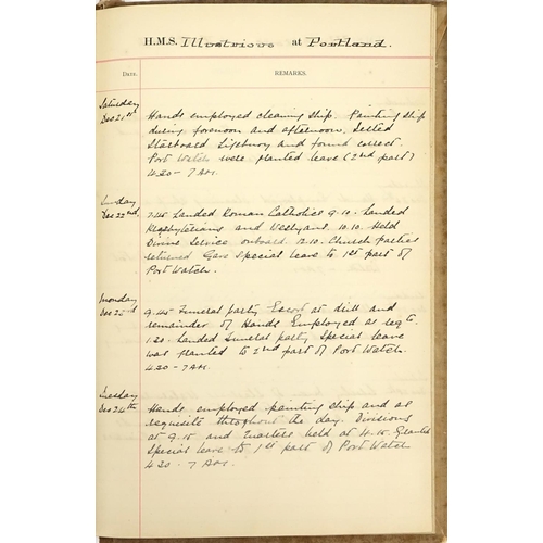 224 - Hand written journal by E S Fitzgerald, relating to the HMS Prince George and HMS Illustrious includ... 