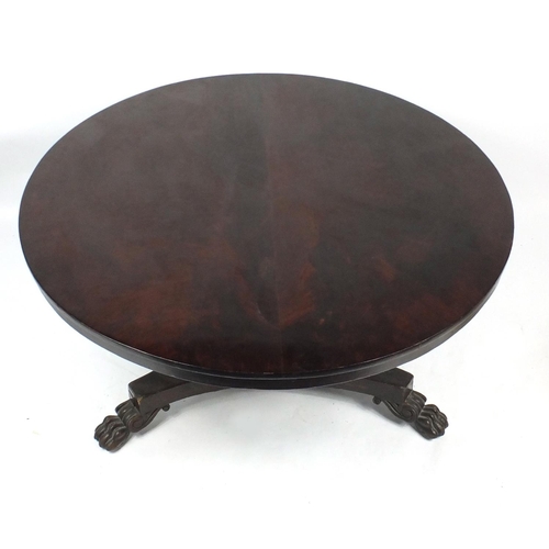 6 - Georgian mahogany snap top breakfast table, 133cm in diameter