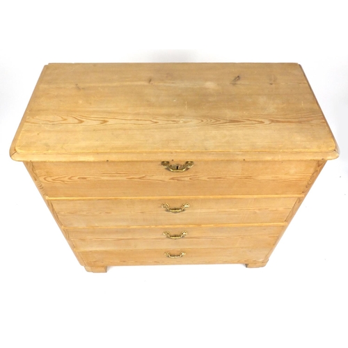 16 - Pine secretaire four drawer chest, 105cm H x 108cm W x 51cm D