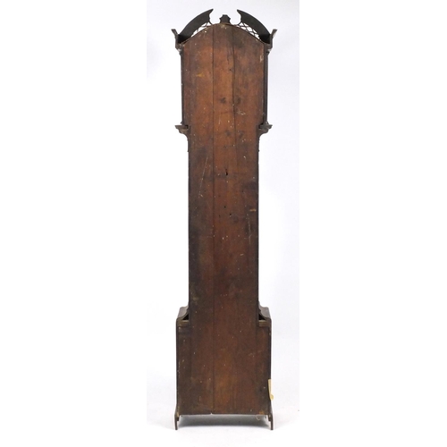 2 - Oak long case clock, the gilt dial engraved Robert Berry Hitchin, 215cm high