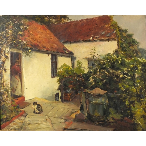 976 - John Wallace - Bramble Cottage, late 19th century oil on canvas, mounted and framed, 50cm x 40cm