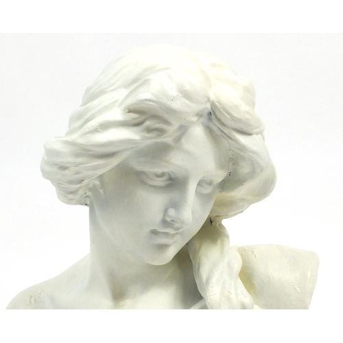 2175 - Pottery bust of a classical female, 66cm high
