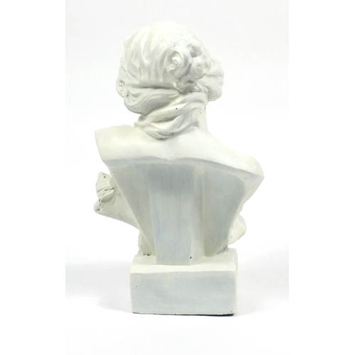 2175 - Pottery bust of a classical female, 66cm high