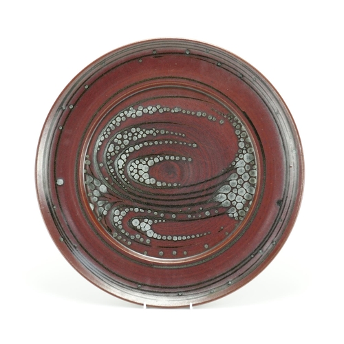551 - Studio pottery charger by David Lloyd Jones, impressed marks to the underside, 47cm in diameter