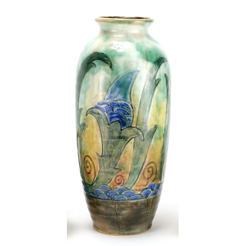 531 - Royal Doulton Brangwyn Ware pottery including a vase hand painted with stylised flowers and lidded j... 