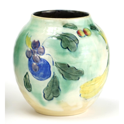 531 - Royal Doulton Brangwyn Ware pottery including a vase hand painted with stylised flowers and lidded j... 