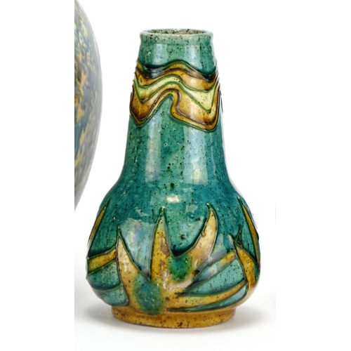 532 - Three art pottery vases comprising a Minton's Secessionist vase No.42 and two Bretby examples, numbe... 