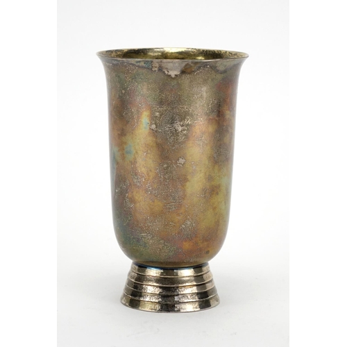 587 - Danish 925 silver footed beaker with gilt interior by Georg Jensen, impressed marks and numbered 660... 