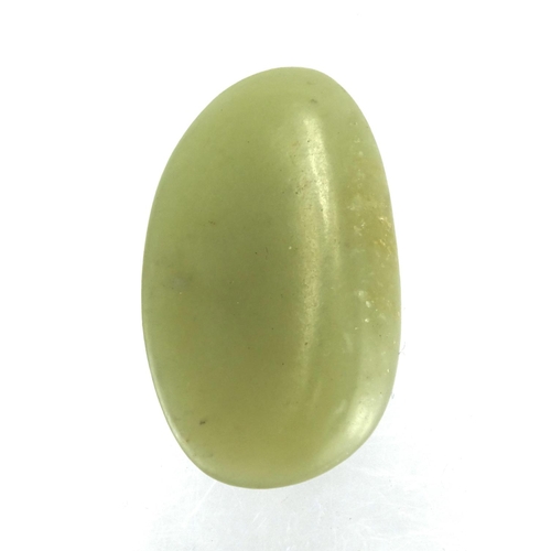 395 - Chinese celadon green jade touch stone, 6cm wide