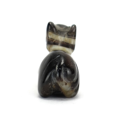 397 - Chinese agate carving of a recumbent cat, 7cm in length