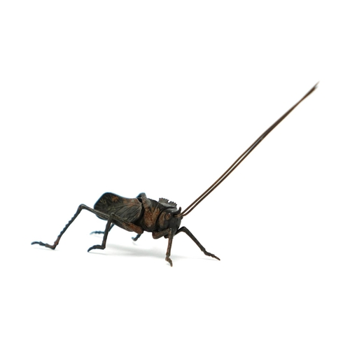 362 - Japanese bronze locus with articulated legs, body and antennae's, character marks to the base, 7cm h... 