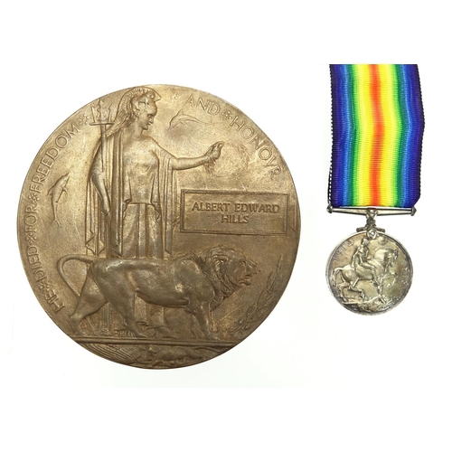 190 - British Military World War I war medal and death plaque, relating to Sir Albert Edward Hills, the wa... 
