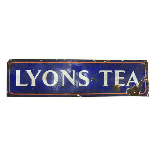 117 - Vintage Lyons Tea enamel advertising sign, 68.5cm x 19cm