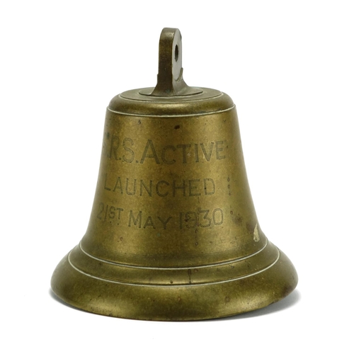 241 - Naval interest SRS active ships bell, dated 21st May 1930, 22.5cm high