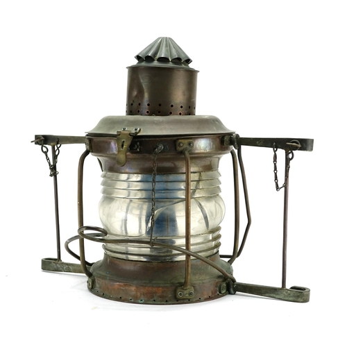 95 - Large Player & Mitchell copper and glass ships lantern, 49cm high