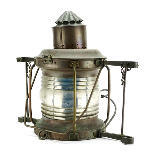 95 - Large Player & Mitchell copper and glass ships lantern, 49cm high